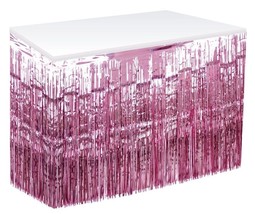 Light Pink Metallic Table Skirt Wedding Baby Shower Decoration Birthday ... - £12.15 GBP