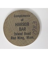 Vintage Harbor Bar WOODEN TOKEN  Island Road Red Wing, MN n Minnesota Wood - $5.00