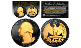 1964 2-Sided BLACK RUTHENIUM &amp; Genuine 24KT Gold Genuine Silver US QUART... - $23.33