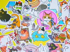 Cats Lifestyle Stickers Pack, 50 PCS a pack, Waterproof, Reusable, Very ... - $9.54 CAD
