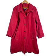 Denim &amp; Co Jean Trench Coat Jacket Red 1X 16W 18W Cotton Barn Chore Long... - €171,82 EUR