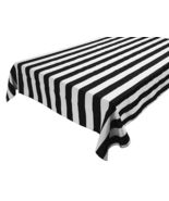 58&quot;x144&quot; - Black and White - 2 Inch Stripes Tablecloth Polycotton Weddin... - £55.02 GBP