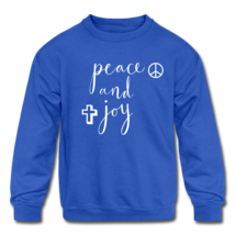 Kids' Crewneck Sweatshirt "Peace and Joy" White Font - £18.68 GBP