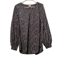 Cabi Womens Casual Top Blue Amo Love Print Long Sleeve Puff V Neck M - £18.58 GBP