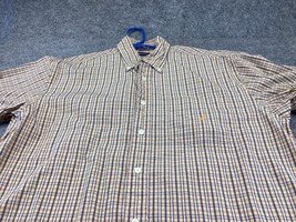 Nautica Dress Shirt Mens Large Button Up Plaid Boating Logo - $12.86