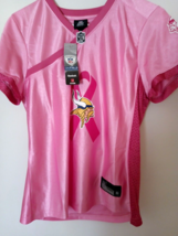 Minnesota Vikings, Breast Cancer Ribbon &amp; Heart, Throwback Jersey, Women Medium - £19.78 GBP