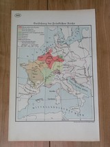 1938 Original Vintage Of Map Frankish Empire Franks Medieval Germanic Tribes - £16.22 GBP