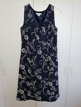 Pendleton Ladies Sleeveless NAVY/WHITE Silk Waist DRESS-8-CROSS-OVER V-NECK-NICE - £14.06 GBP
