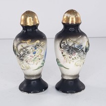 Dragonware Black Salt Pepper Shaker Set Japan Moriage Vintage - £18.68 GBP