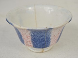 Spongeware Splatterware Red Blue Fruit Bowl 1830s Antique - £58.80 GBP