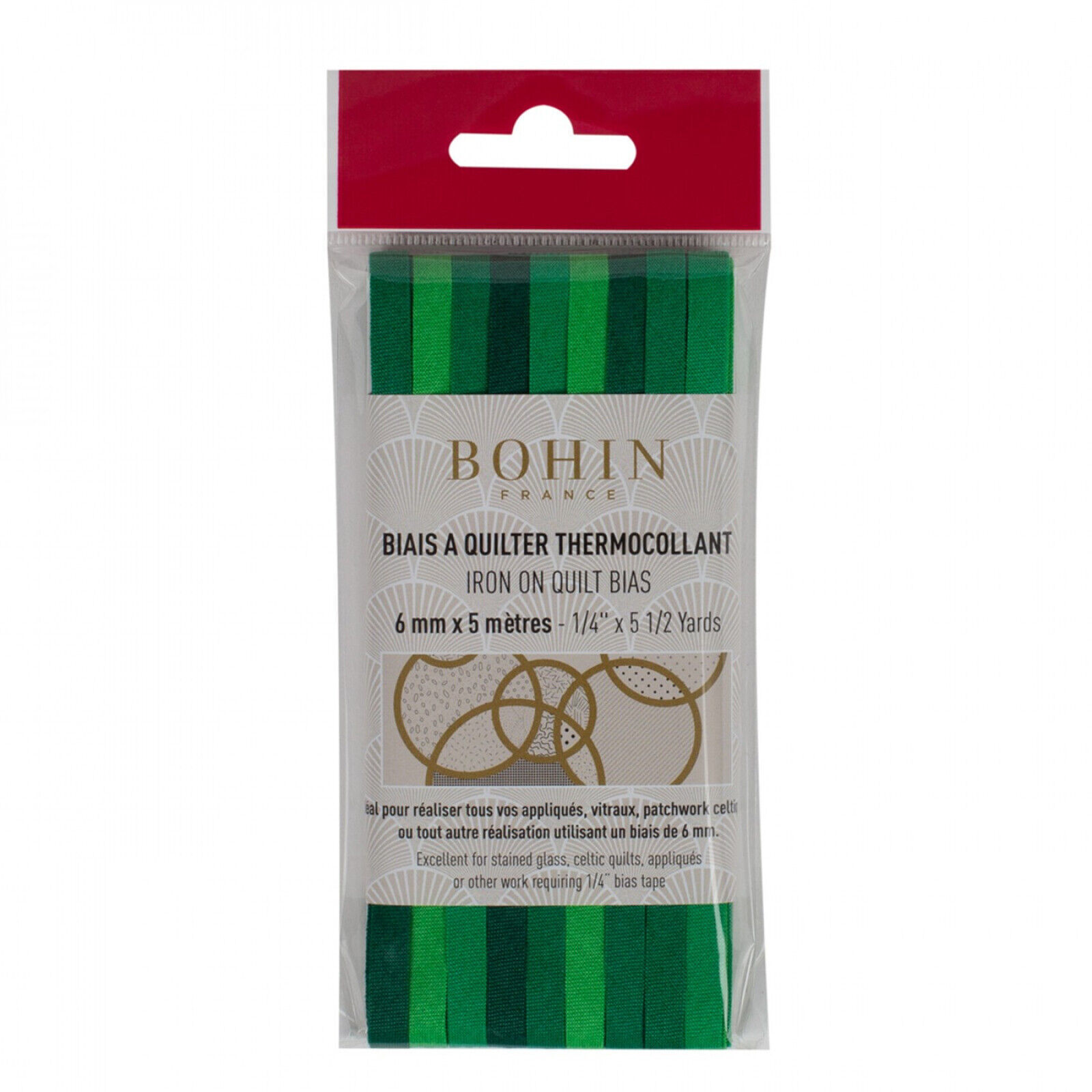 Bohin Dark Green Gradation Fusible Quilt Bias 1/4in x 5-1/2yds - $18.95