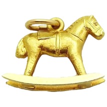 Vintage 14K Gold 3D Sloan &amp; Co. Child&#39;s Rocking Horse Pony Charm 1930s - £195.00 GBP