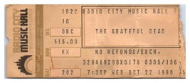 Grateful Dead Concert Ticket Stub October 22 1980 New York City - £55.39 GBP