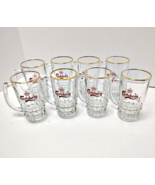 Set 8 Vintage Carlsberg Beer Mugs .25 Liter Half Pint 5.25 Inch Gold Rim... - $59.89