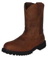 Mens Cognac Work Boots Leather Non Slip Oil Resistant Soles Pull On Soft... - $97.58 CAD