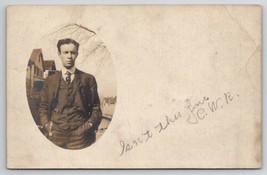 RPPC Handsome Young Man Photo Rogers Family Stanford City c1906 Postcard M22 - $8.95