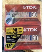 12Pack TDK D60 Blank Audio Cassette Tapes High Output IECI/TYPE I New Se... - $28.04