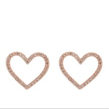 Kate Spade New York Pave Heart Stud Earrings, Rose Gold/Diamond Crystal, Nwt - £36.62 GBP