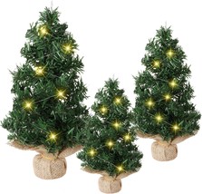 3 Pcs Mini Christmas Tree with Light Pre Lit Xmas Artificial Tabletop Tr... - £36.26 GBP