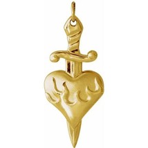 Heart and Dagger Pendant in 14k Yellow, Rose or White Gold - £278.97 GBP+