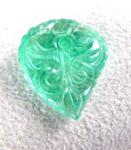 Certified Natural Colombian Emerald Carved 19.22 Ct Loose Gemstone Ring Pendant - £2,809.21 GBP