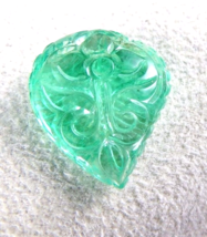 Certified Natural Colombian Emerald Carved 19.22 Ct Loose Gemstone Ring Pendant - £2,827.03 GBP