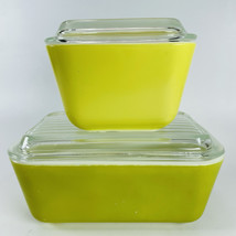 Pyrex Ovenware Refrigerator Dishes Fridgie Avocado Green Yellow 502 1.5pt 501 - $22.49