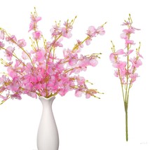 Wootkey Silk Orchids Fake Flowers Pink Orchids Artificial Flowers 20&quot; Faux Danci - $19.78