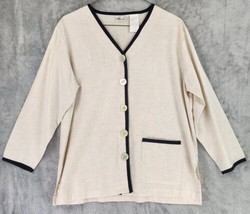 Kathie Lee Sweater Womens 12 Beige Black Trim Grannycore Viintage Made In USA - £12.65 GBP