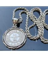 925 STERLING SILVER REPUBLIQUE FRANCIASE 20 FRANCS 1877 REPLICA COIN NEC... - $137.65 CAD