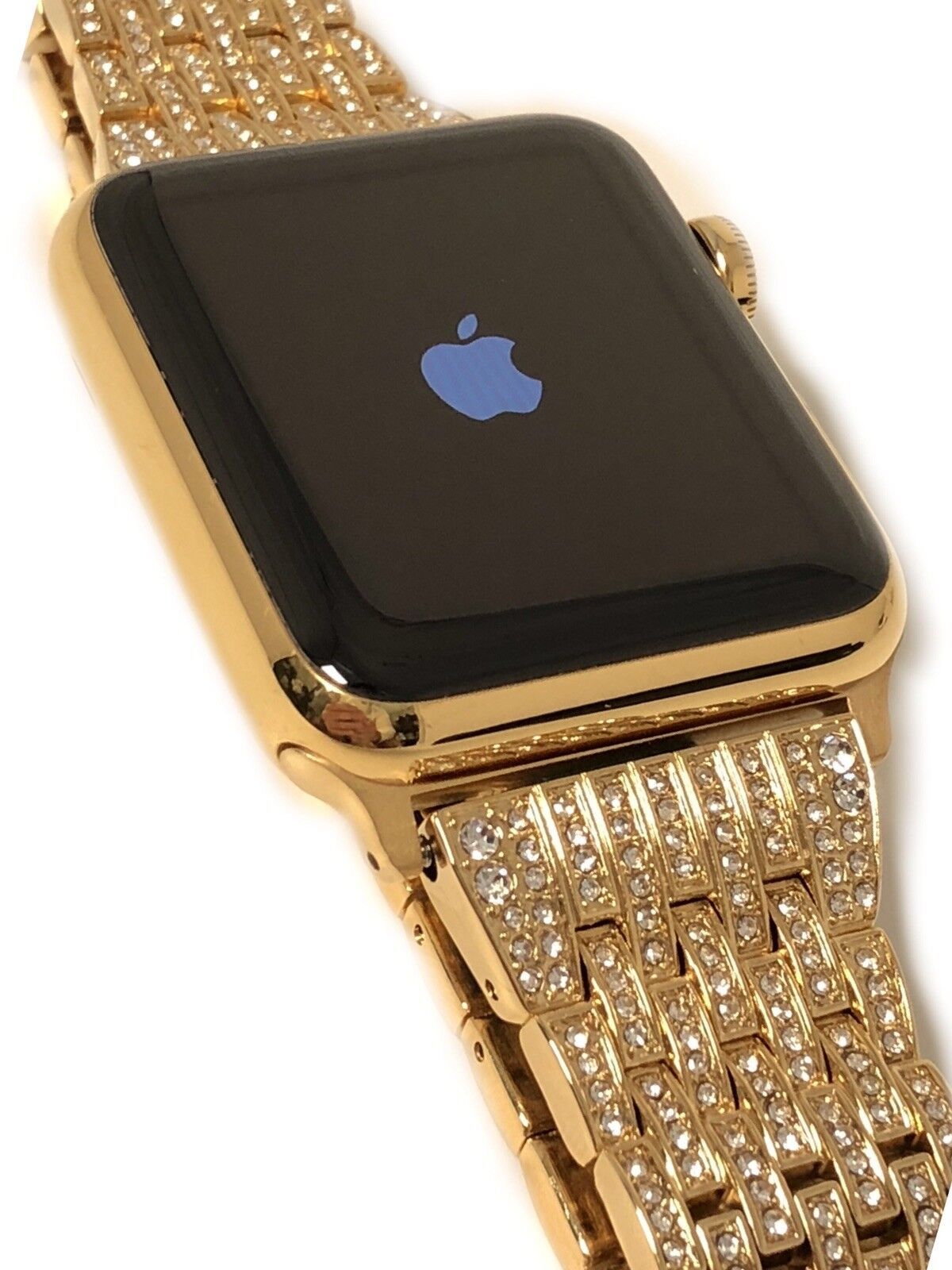 24K Gold Plated 45MM Apple Watch SERIES 8 Diamond Rhinestones Band GPS LTE O2 Item image 7