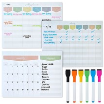 Magnetic Weekly Calendar For Fridge Refrigerator, Dry Erase Board Planer 12X9&quot; - £24.23 GBP