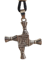 Brigid&#39;s Cross Necklace St Bridget Pendant Kildare Goddess Corded Pagan Imbolc - £14.14 GBP