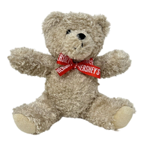Galerie Hershey Chocolate Promotional Plush Bear 7 Inch Light Brown Red Ribbon - £10.11 GBP
