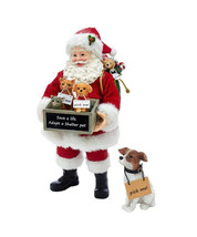 10.5&quot; Adopt A Pet Santa w/DOG Holiday Table Top Centerpiece Decoration - £77.81 GBP