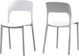 Funnel Indoor Plastic Chairs By Christopher Knight Home, White, Set Of 2. - £111.74 GBP