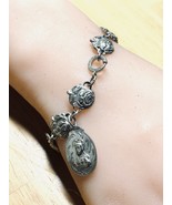 Vintage Creed Sterling Silver Saints Roses Links  Religious Bracelet 7” - $3,215.67 MXN