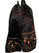 Black Velvet Scarf Embroidered Floral Wrap Surkana Ari to Wear Shawl Womens - £11.10 GBP