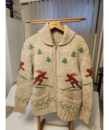 Vintage Hand Knitted Cowichan sweater W-Large M-Medium Ski Skier Skiing ... - $150.83 CAD