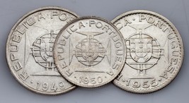 1949-1955 Mozambique 2-1/2, 5 &amp; 10 Escudos plein De (3) Pièces - £49.83 GBP