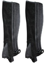 L Horse English Riding ADULT HALF CHAPS Suede Leather Equestrian 924F02 - $743.54 MXN