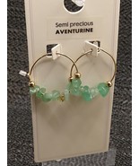Semi Precious Aventurine Hoop Earrings - $30.68