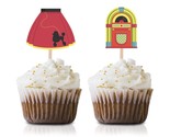 50S Themed Cupcake Topper Picks, 24-Pack 1950S Party Cupcake Topper Deco... - $19.99