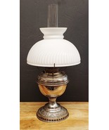 Antique Bradley &amp; Hubbard Nickel Plated Oil Lamp, B&amp;H, Complete &amp; Working - £233.62 GBP