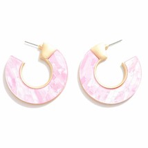 Pink Iridescent Mother of Pearl Open Hoop Earrings - £11.11 GBP