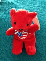 patriotic red white &amp; blue teddy bear 8&quot; proud american blood donor bean... - £15.97 GBP