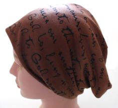 Women&#39;s Lightweight Words Brown/Black Beanie Hat ~One Size~ - £3.92 GBP