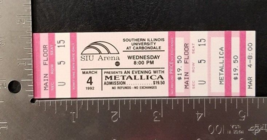 METALLICA - VINTAGE MAR. 4, 1992 CARBONDALE, IL MINT WHOLE CONCERT TICKE... - £23.49 GBP