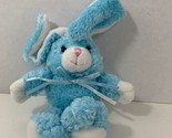 Dan Dee small plush Easter bunny rabbit blue white ribbon bow folded flo... - £7.05 GBP