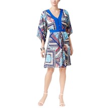 NEW Women&#39;s NY Collection Multicolor Scarf Print Dress Size M - £22.04 GBP